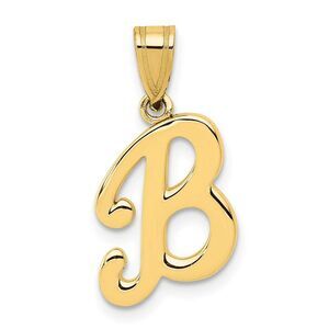14k Yellow Gold, Mimi Collection, Small Script Initial B Pendant